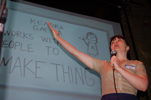 Kendra Gaeta is facing branding issues with her allowance service for kids but remains bullish on the idea. Here she presents her concept at Ignite Philly 3 on May 3, 2009 in Fishtown's Johnny Brenda's.