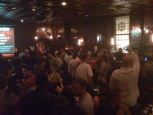 The crowd at Old City bar National Mechanics, a favorite of the Indy Hall coworking community crowd.