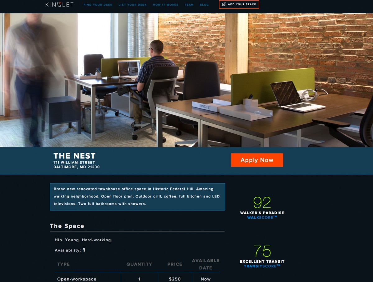 What a listing on Kinglet looks like.
