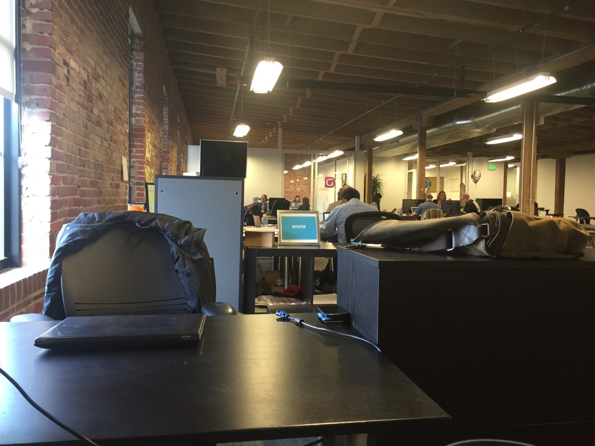 Technical.ly Baltimore's original view at the ETC Highlandtown coworking space. (Photo by Stephen Babcock)