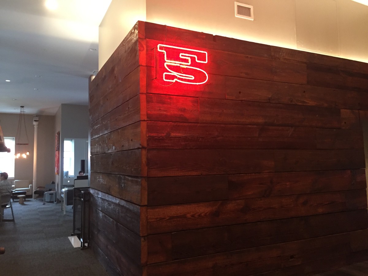 At the entrance to Fastspot's offices.