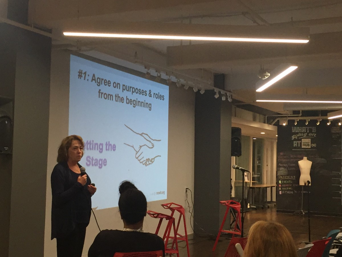 Lucy Sanders speaks at the Mentoring Program launch on Sunday evening.