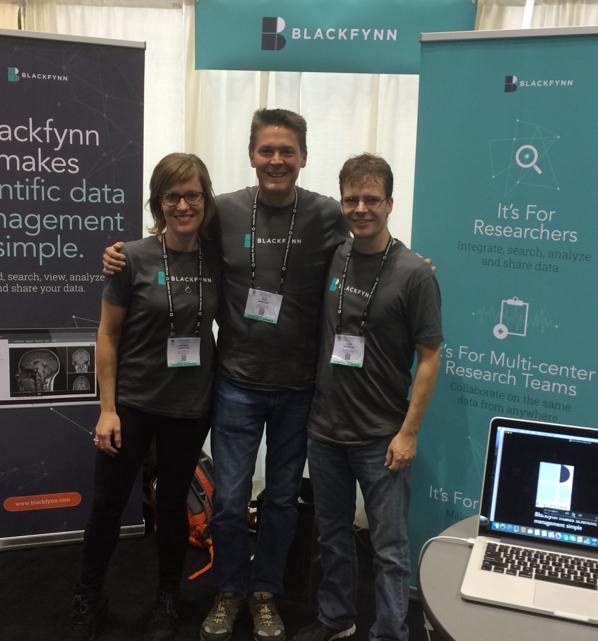 Members of team Blackfynn at the Society for Neuroscience 2015 conference in Chicago in October. Left to right: Amanda Christini, Tom Janofsky, Joost Wagenaar.