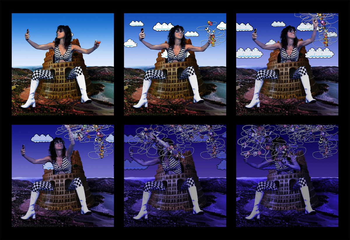"Babel in Wonderland" by Carla Gannis.