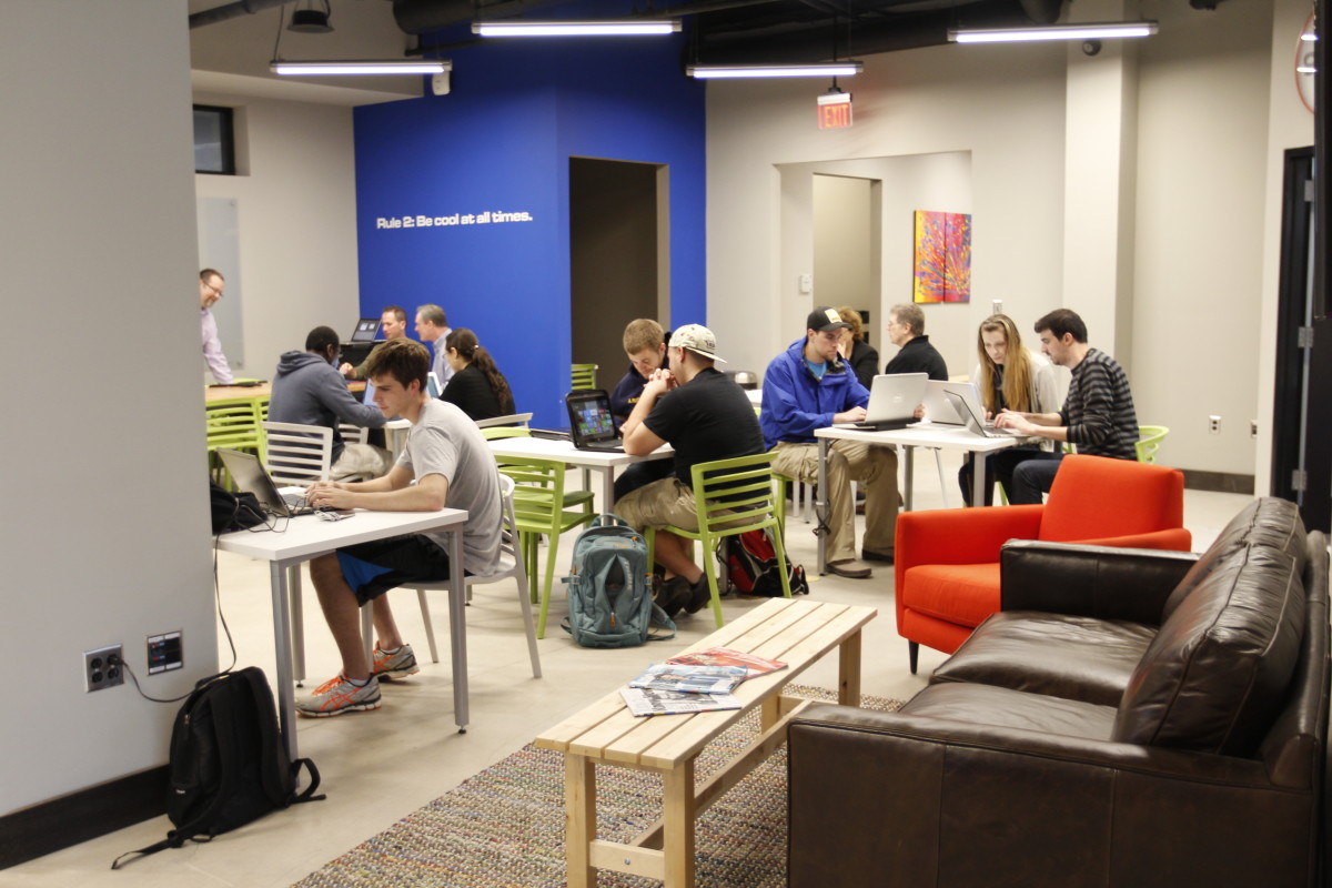 Inside the Horn building on UD's campus.
