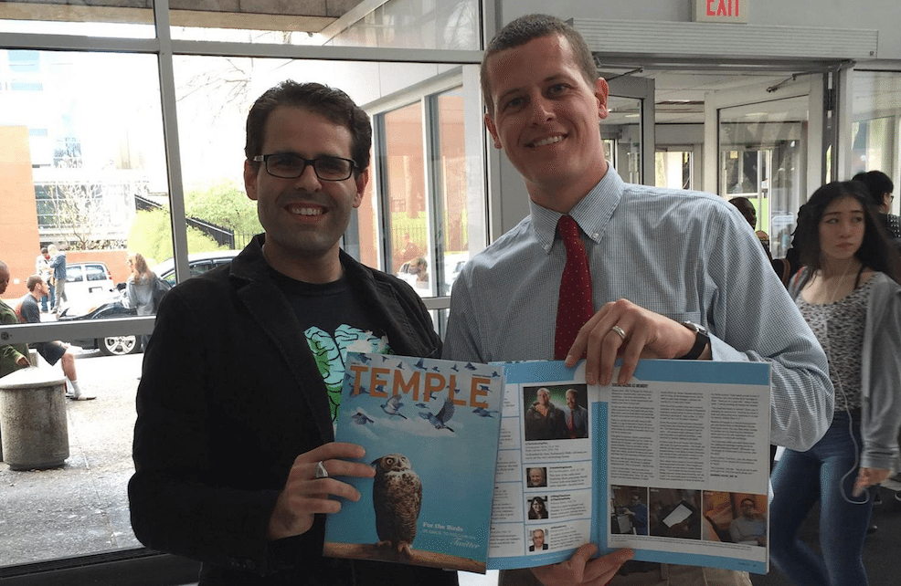 Thomas Dixon (left) with Temple Communications Director Brandon Lausch.