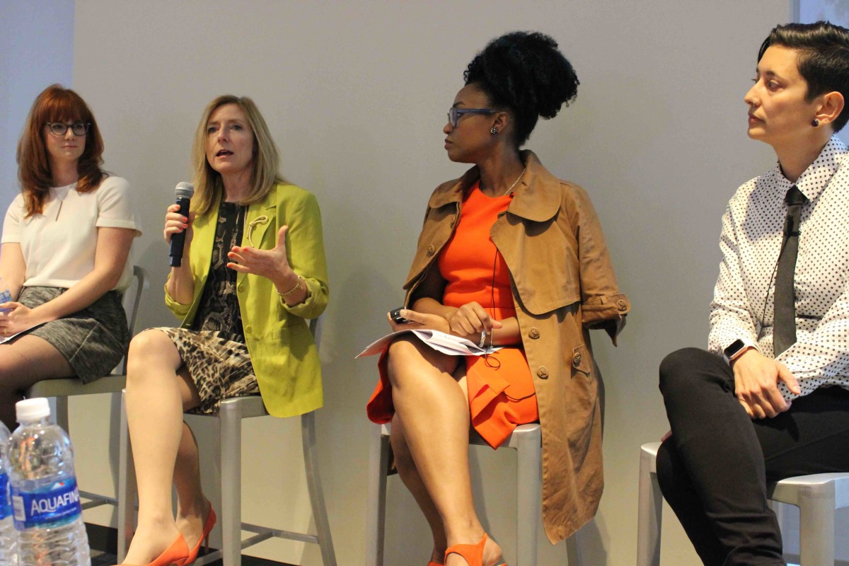 Director of Publications at the Center for Talent Innovation Melina Marshall speaks on a panel about diversity in tech.