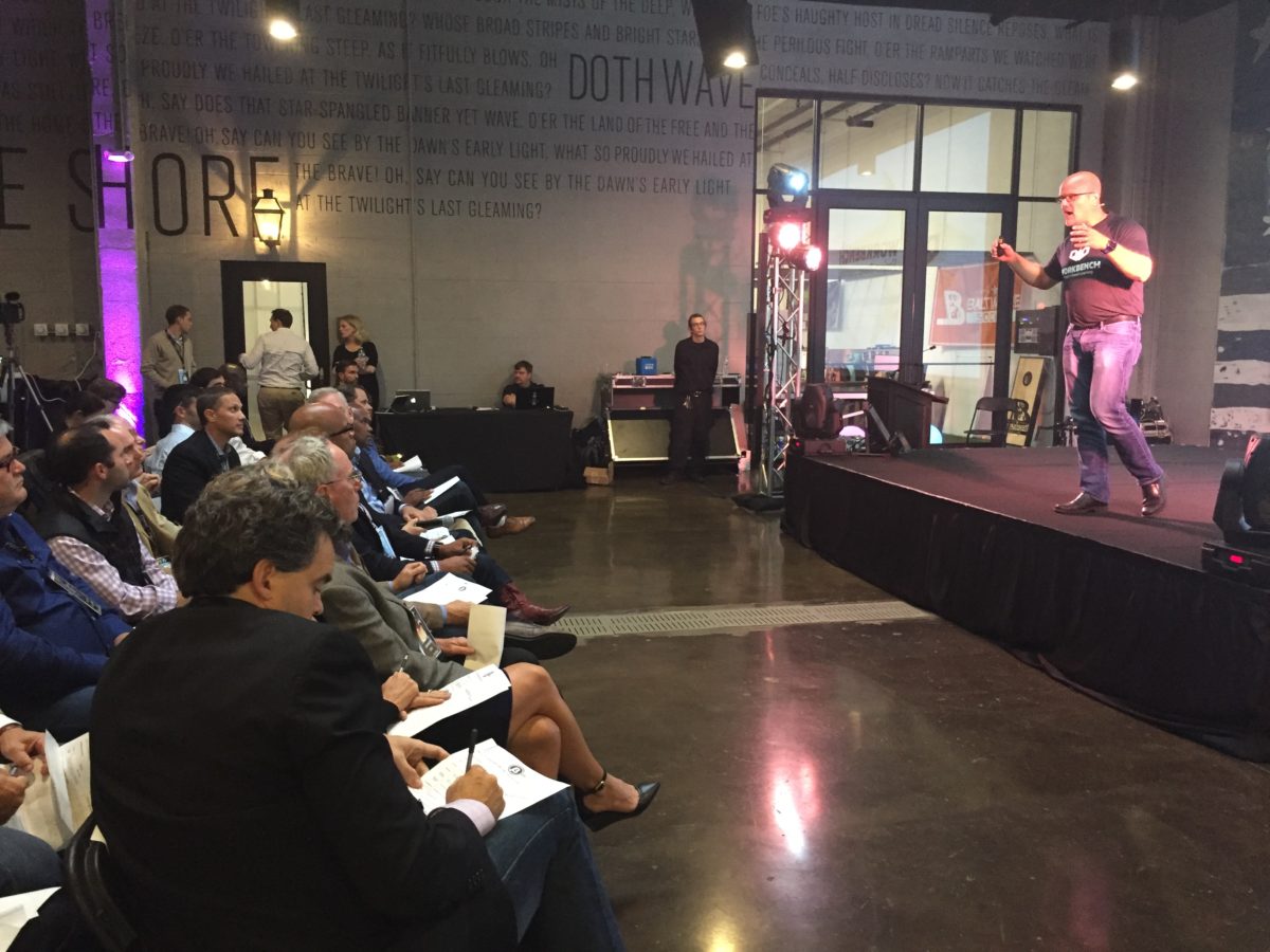 Chris Sleat of Workbench pitches investors at Beta City 2016.