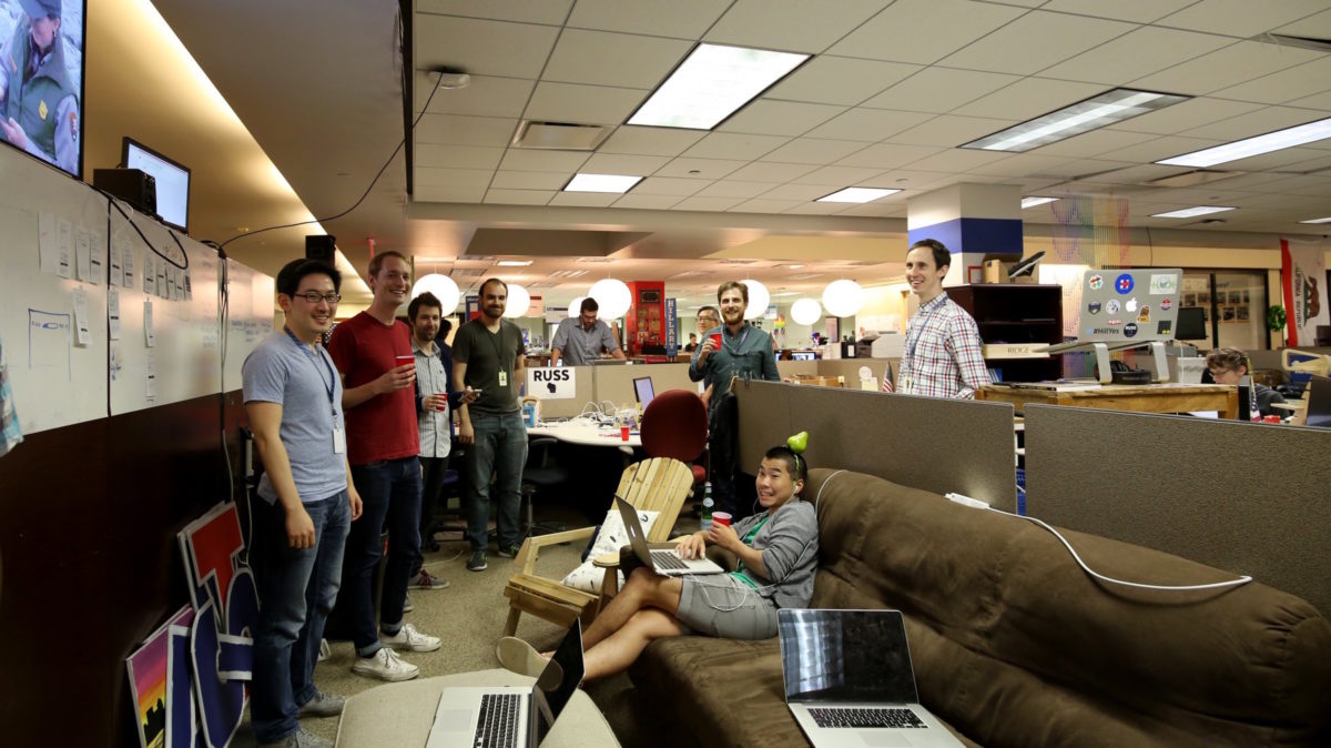 A day at the office in Hillary Clinton's campaign headquarters.