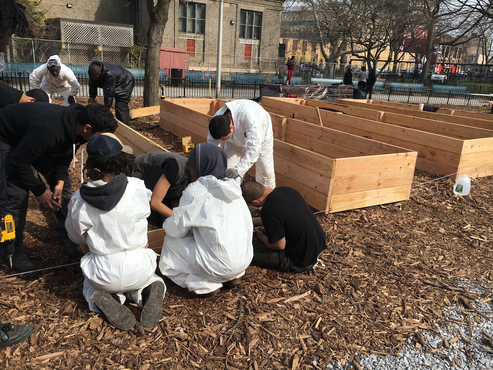 Construction of the urban farm at Howard Houses.