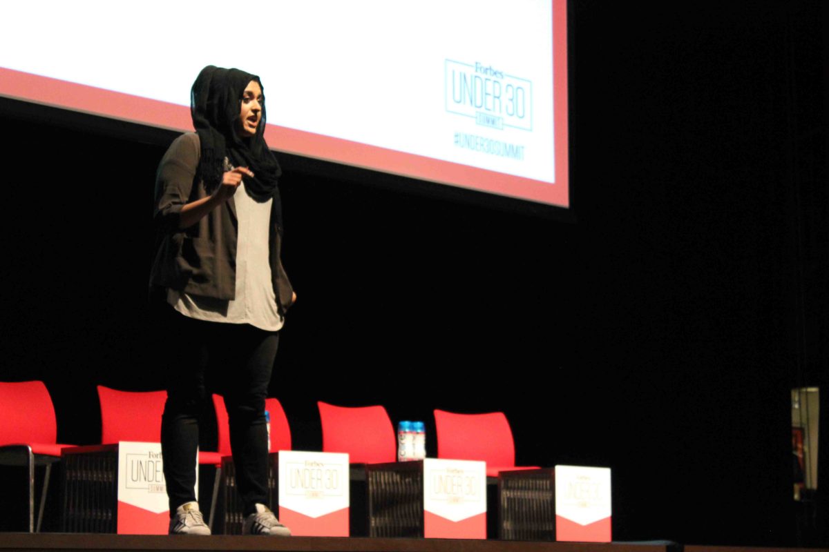 Amani Al-Kahtahtbeh speaks at the 2016 Forbes Under 30 Summit in Boston.