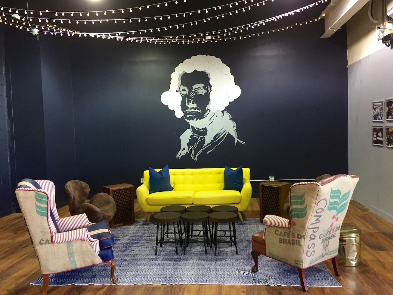 Inside 1776's Brooklyn office, George Washington greets you.
