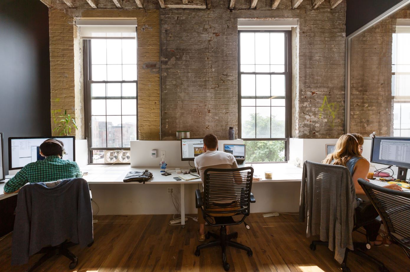 The MetroBuilder crew at its satellite office in Coworkrs Gowanus.
