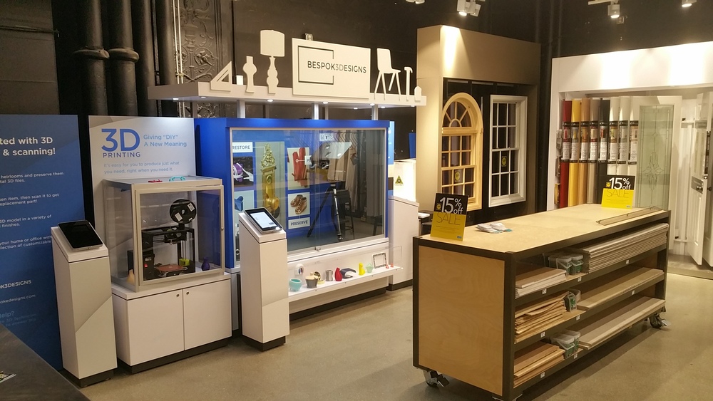 The 3D printing kiosk at Lowe's Chelsea store.