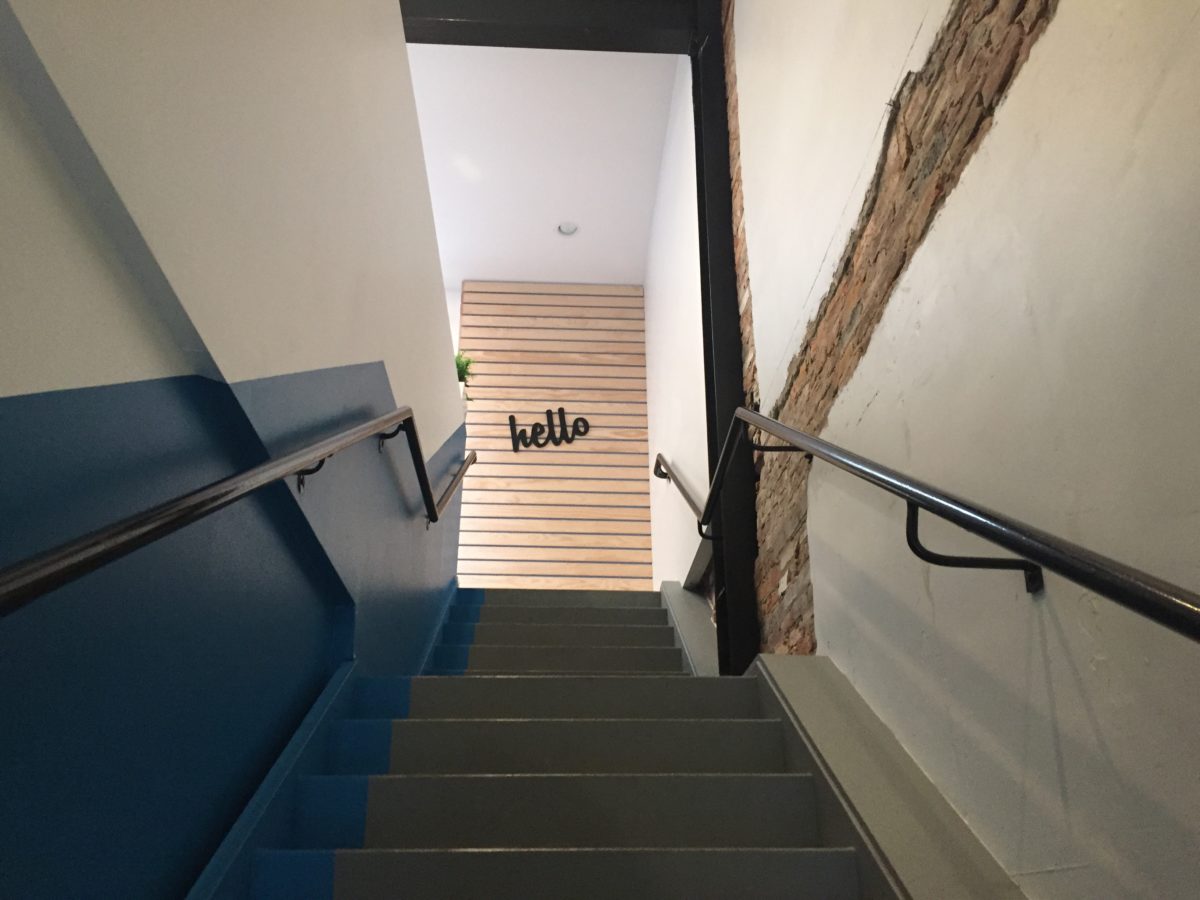 Heading up the stairs to cove on 14th Street. (Photo by Tajha Chappellet-Lanier)