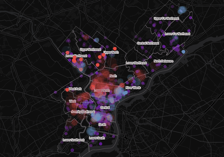 Demolitions and constructions across Philly since 2003.