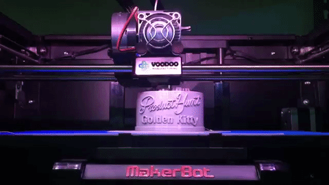 A 3D printer at work at Voodoo Manufacturing.