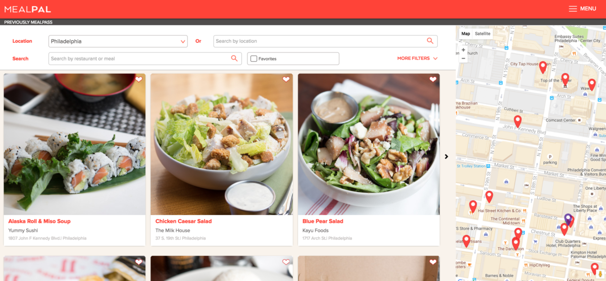 MealPal lets you place advance orders for pickup at 50 Center City restaurants.
