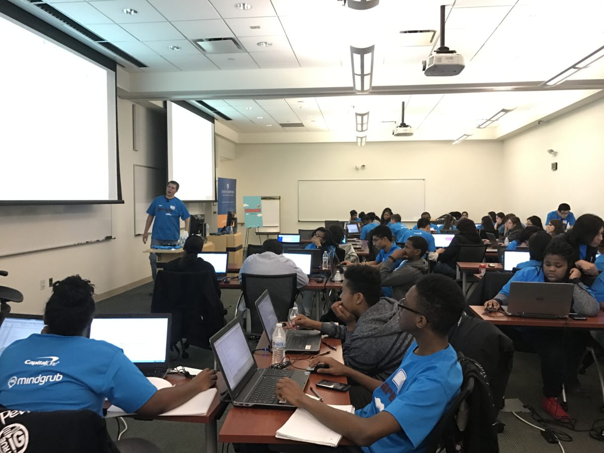 Students at #HackCarey. (Photo by Stephen Babcock)