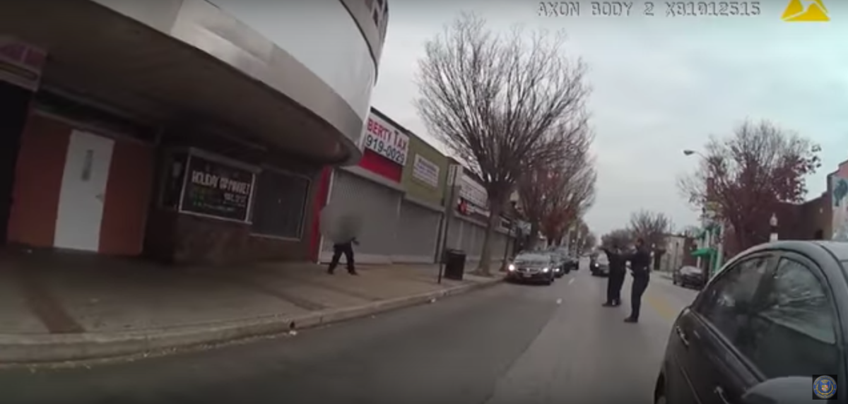 Still from the body-worn camera footage of a Nov. 25 officer-involved shooting in Baltimore. (Image via the Baltimore Police Department)