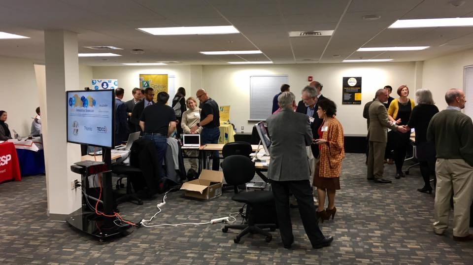 At the TU Incubator edtech showcase. (Photo via Arthur Smith, Digital Content Manager at Towson University)