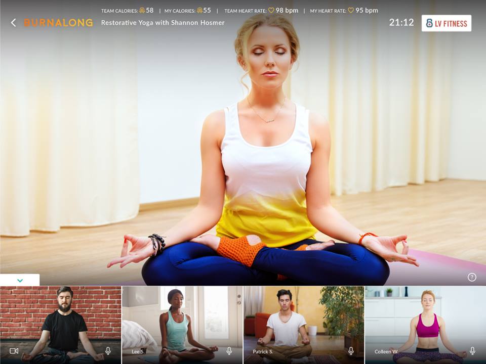 A yoga class on BurnAlong. (Still via BurnAlong)