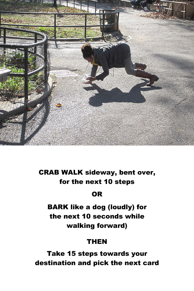 One of the directions from Clarinda Mac Low's "direction game" for Incredible Witness. (Photo courtesy of Clarinda Mac Low)