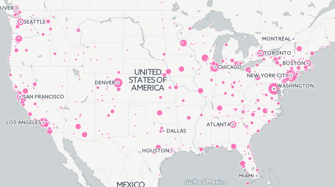 The Women's March map by Eric Compas.