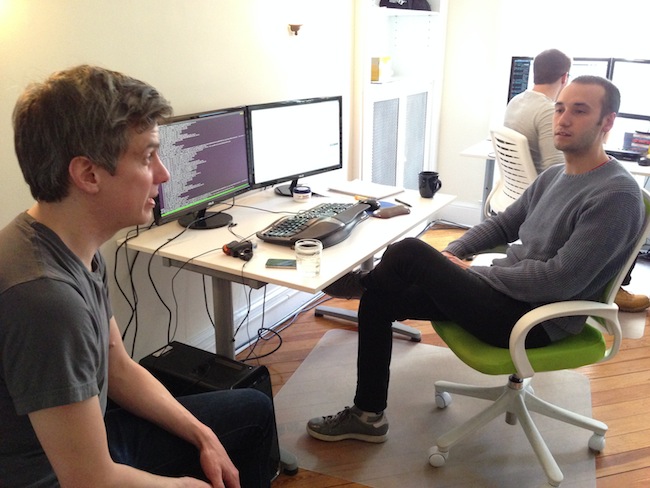 Software engineer Derek Mansen with Vistar Media cofounder Mark Chadwick.