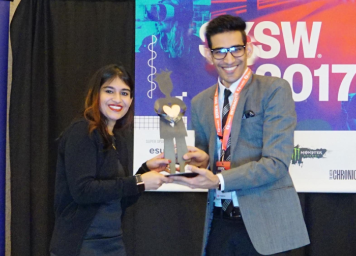 Founder Vidur Bhatnagar and his sister Vidushi, inspiration for the company, after the competition.