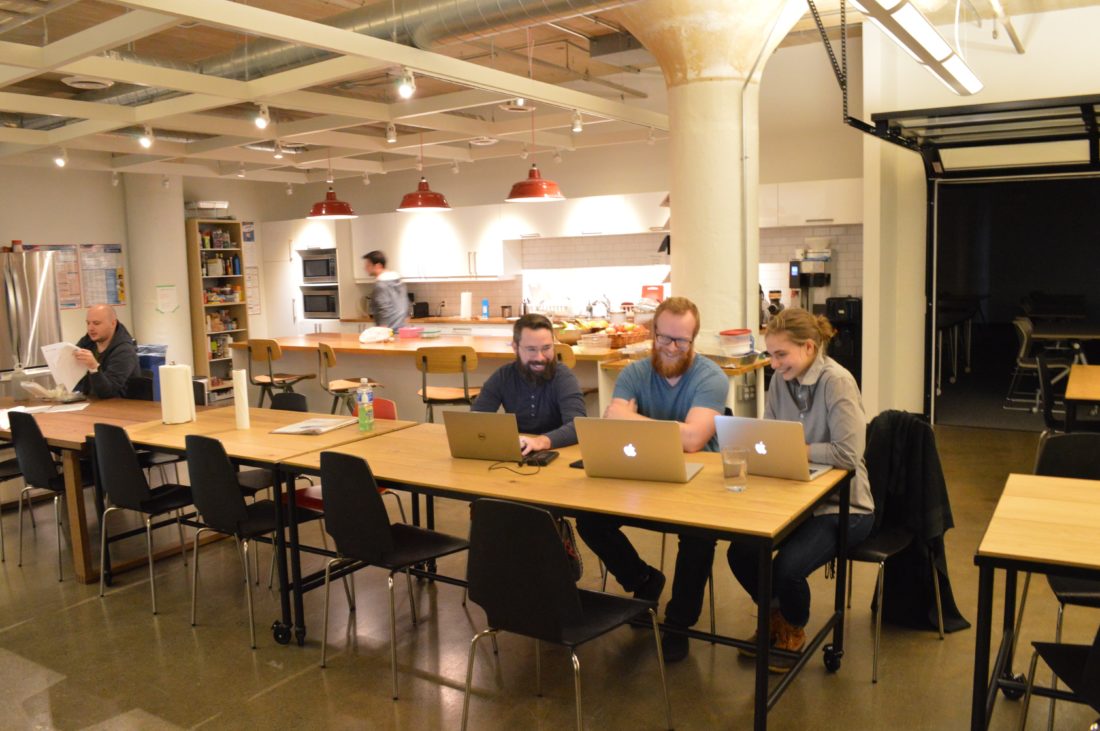 A peek inside Azavea's open office space.