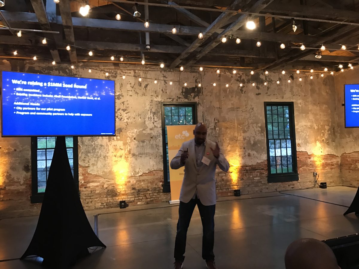 Trevor Brooks pitches GunBail at Accelerate Baltimore's pitch night.