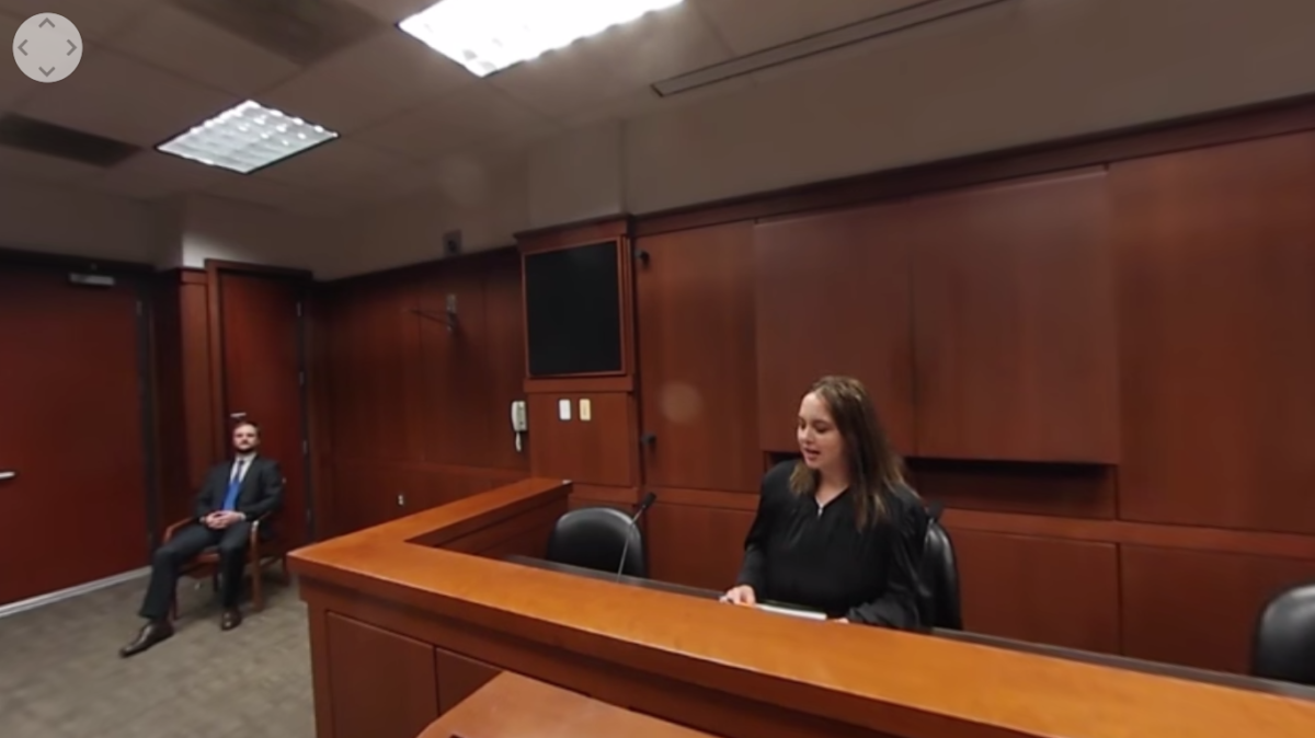 Inside the courtroom.