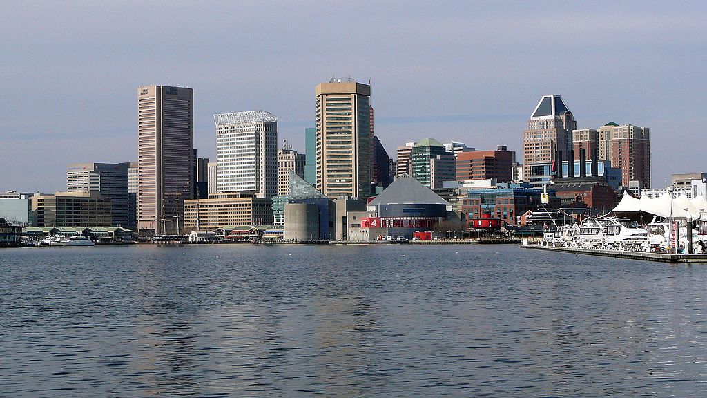 The Transamerica Tower (left) on the Baltimore skyline.