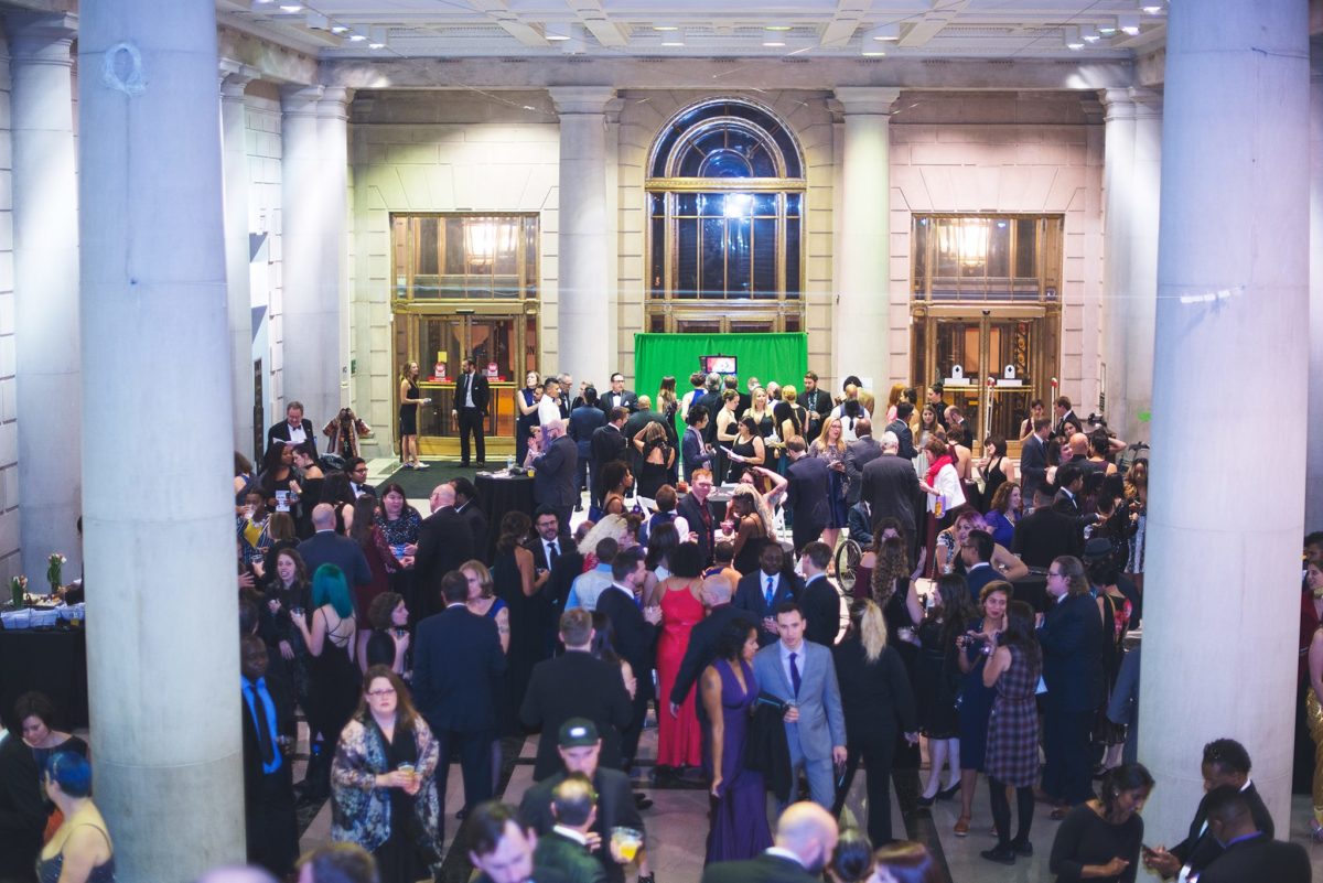 A photo of the crowd from the 2016 Philly Geek Awards in the grand hall of the Free Public Library of Philadelphia.