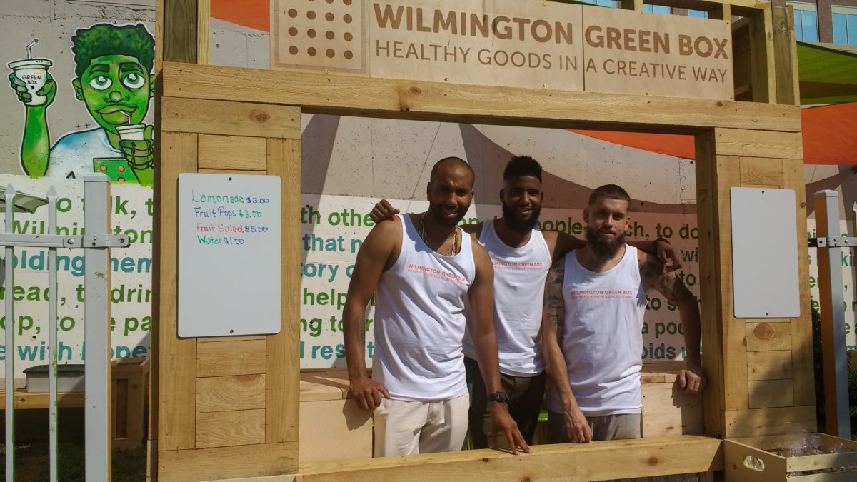 Jason Avila, James Thompson and John Naughton in the Wilmington Green Box.