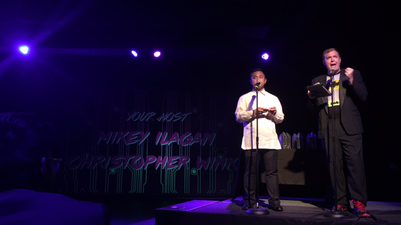 Geek Awards organizers Mikey Ilagan and Christopher Wink take the stage.