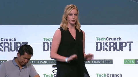 Allison Kopf speaking at Tech Crunch Disrupt in 2015.