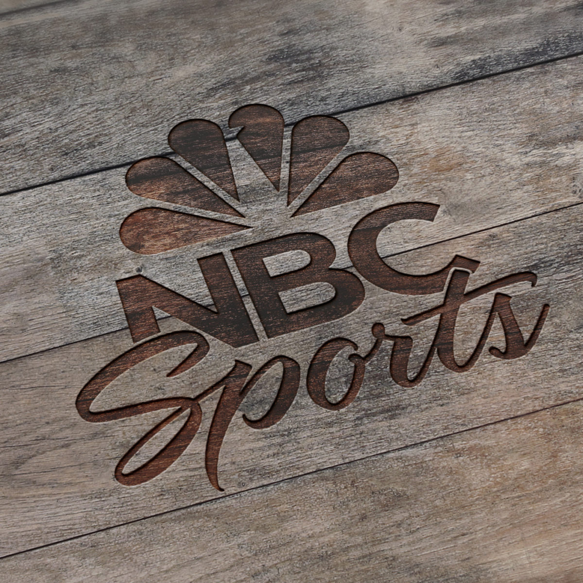 NBC Sports, styled in The Barn's trademark woodgrain.