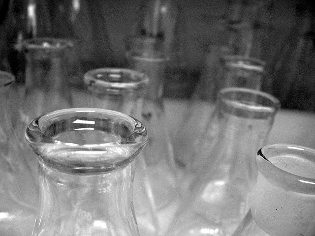 Beakers in the lab.