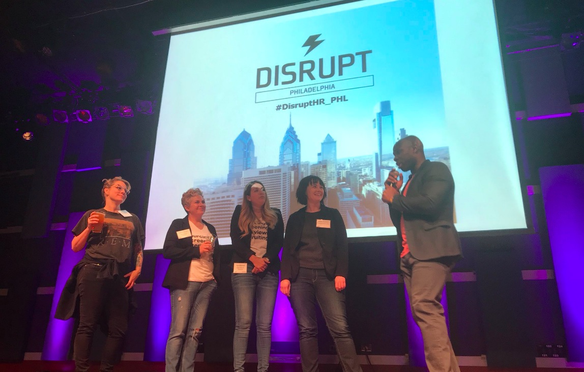 DisruptHR Philadelphia organizers with event emcee Bruce Marable.