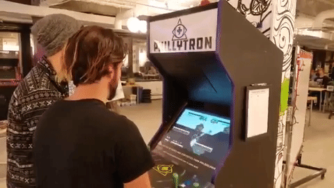 The machine sits in the middle of Indy Hall for now.