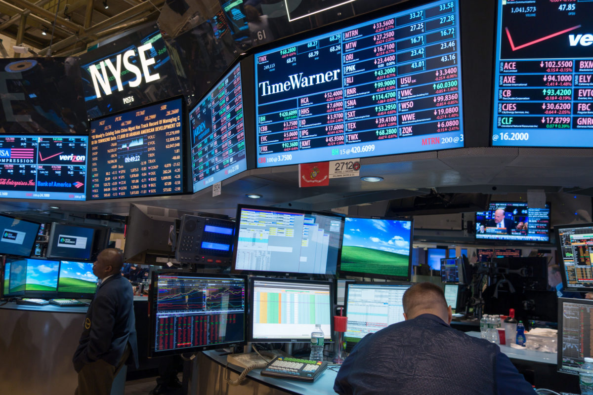 The trading floor of the New York Stock Exchange during the Zendesk IPO in 2014.
