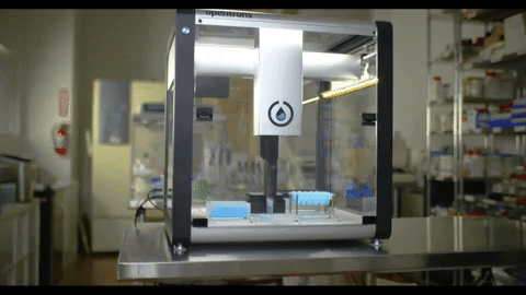The Opentrons OT-2 in action.