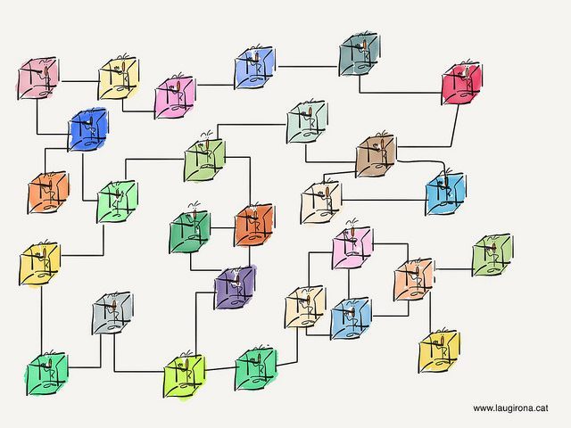 An illustration meant to represent the decentralized nature of the blockchain.