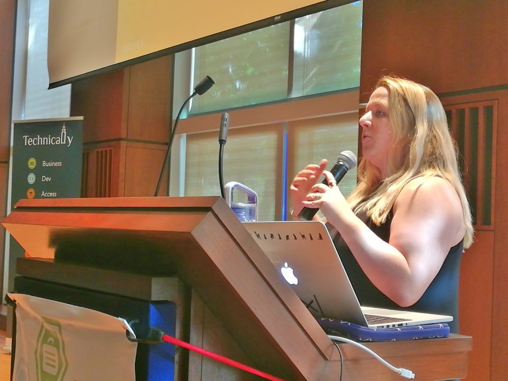 Jill de la Fuenta speaks at Introduced by Technical.ly, the marquee event of Philly Tech Week 2018.
