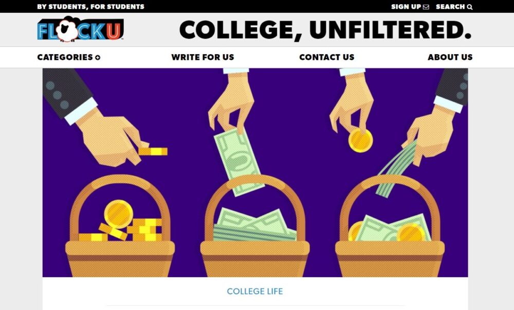 A screenshot of FlockU.com.
