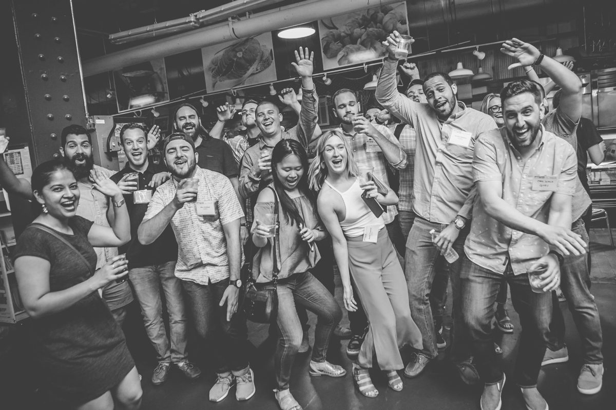 A group of people celebrating