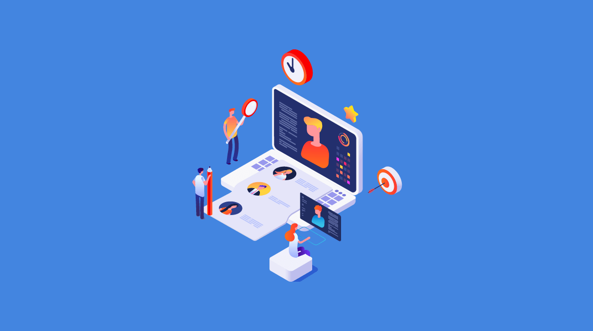 Abstract illustrations of a computer