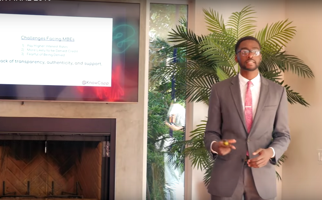 Garry Johnson III pitching his fintech startup, KnowCapp, on Noir Tank.
